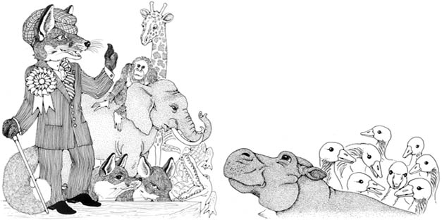 Lion, Fox, and Geese