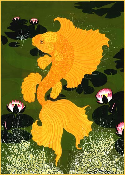 Leaping goldfish