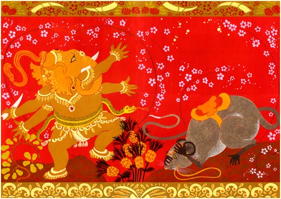 Ganesha hurls his tusk at the Moon