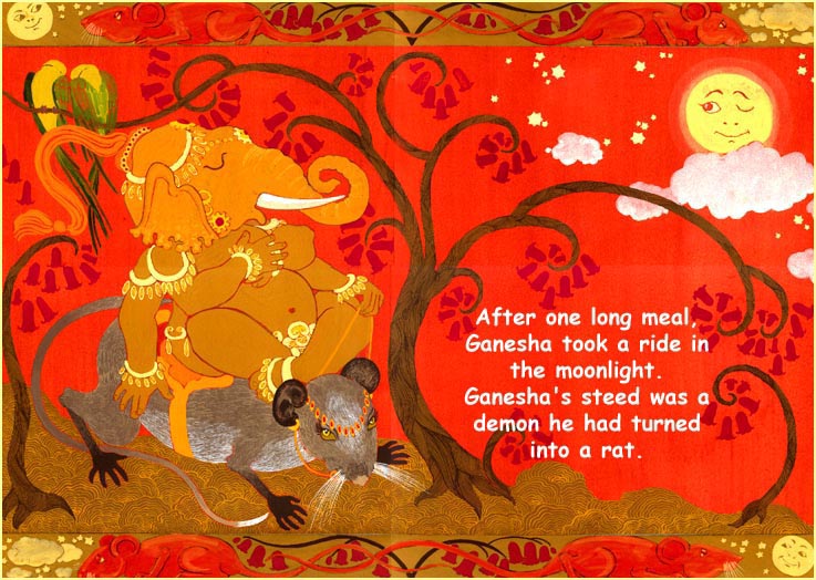 Ganesha rides in the moonlight