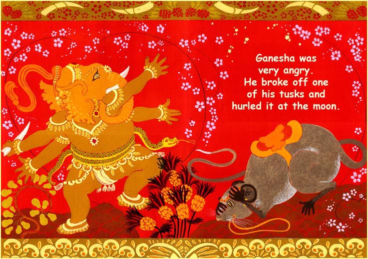 Ganesha hurls his tusk at the Moon
