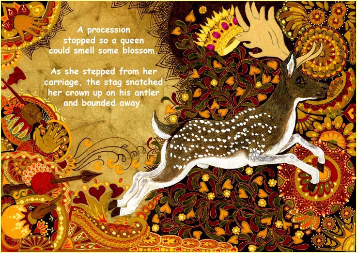 Stag steals the queen's crown